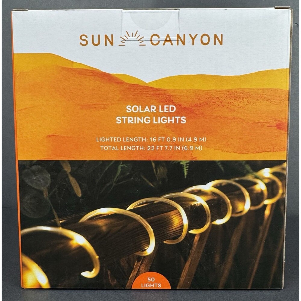 Sun Canyon Solar LED String Rope Lights 16ft Lighted 22 Ft Total 50 Lights New